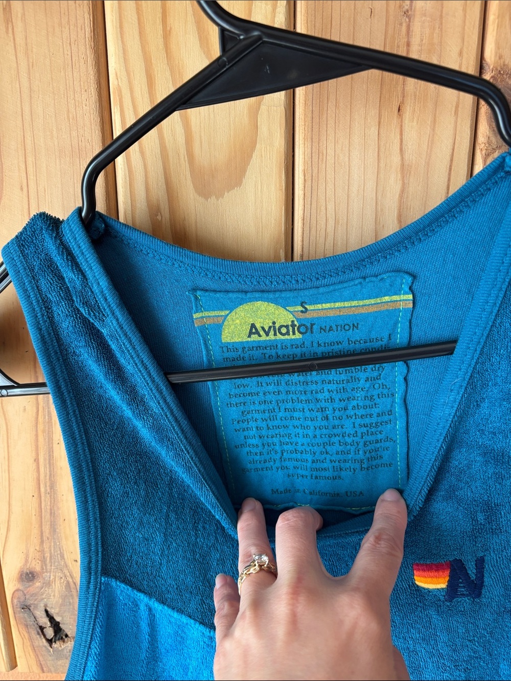 Aviator Nation Teal Two-Tone Terry Tank - Picture 2 of 7
